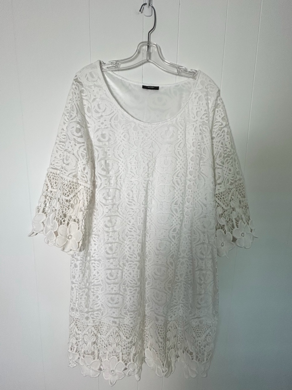 Alfani White Lace A-Line Dress | Bridal Shower / Event | Size Large